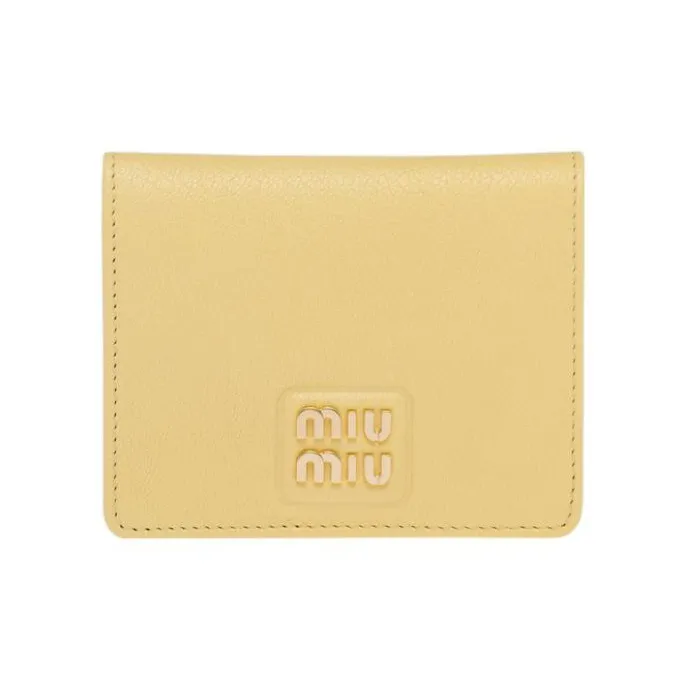 MIU MIU Leather Wallet Small Size Women's Yellow-0