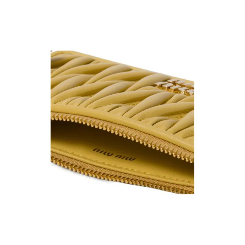 MIU MIU Matelassé Nappa Leather Wallet Regular Women's Yellow-3