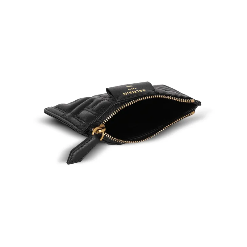 BALMAIN 1945 Lambskin Card Clip Card Holder Women's Black-2