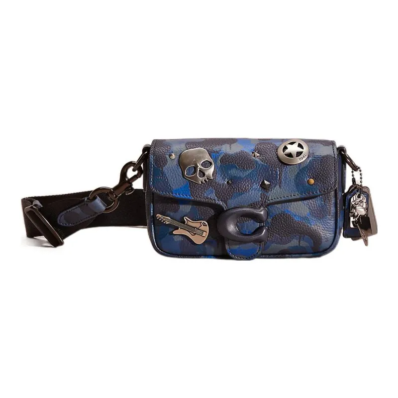 COACH Soft Tabby Pebbled Leather Bacchus Bag, Sling Bag, Shoulder Bag, Crossbody Bag Regular Men's Blue-0