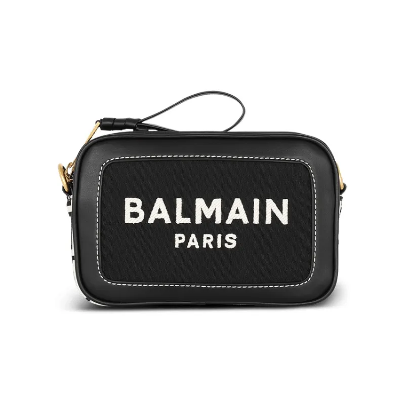 BALMAIN B ARMY Canvas Leather Shoulder Bag, Crossbody Bag, Clutch Regular Women's Black-0