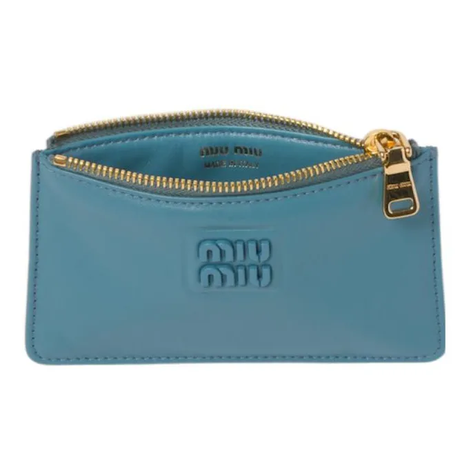 MIU MIU Leather Wallet Women's Sea Blue-2