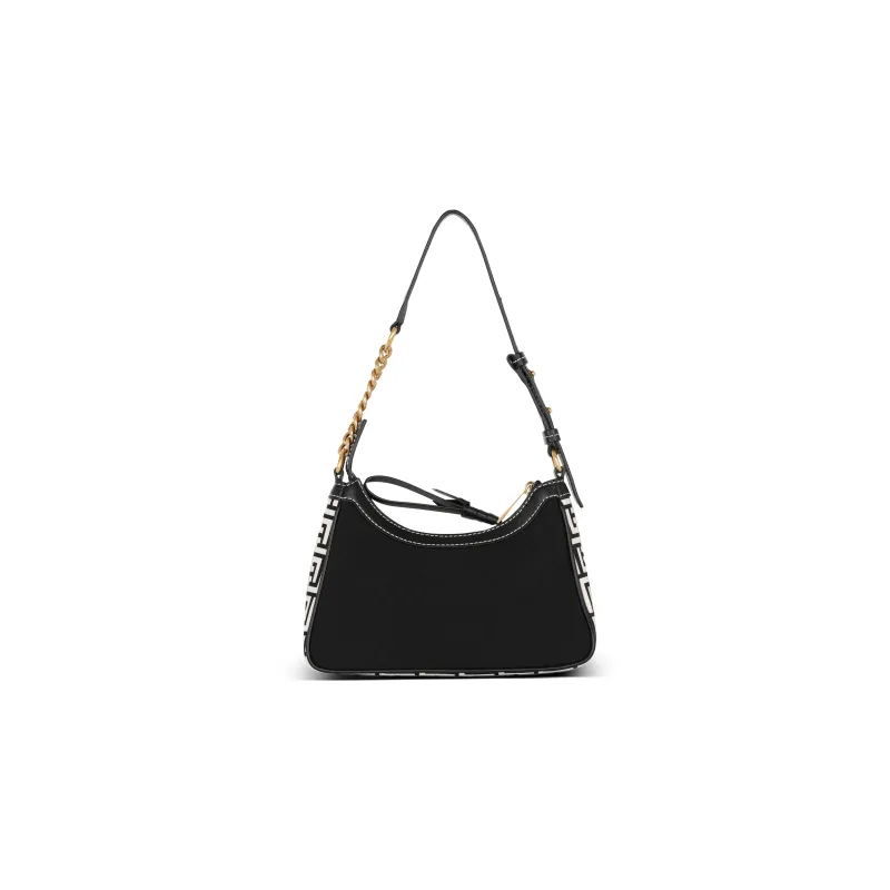 BALMAIN B ARMY Cotton With Calfskin Handbag, Shoulder Bag Women's Black-2