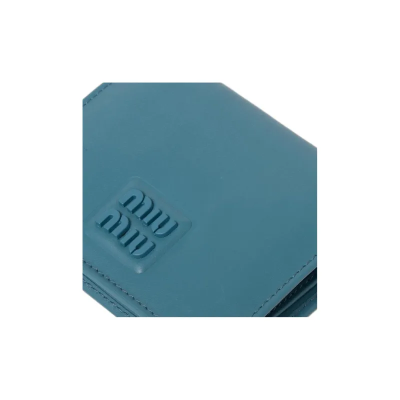 MIU MIU Leather Wallet Small Size Women's Blue-3