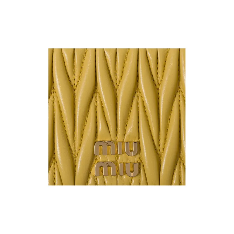 MIU MIU Matelassé Nappa Leather Wallet Regular Women's Yellow-4