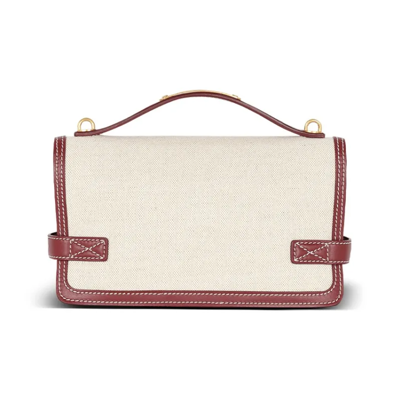 BALMAIN B BUZZ Canvas Leather Canvas Bag, Shoulder Bag, Crossbody Bag, Handbag Women's Beige-1