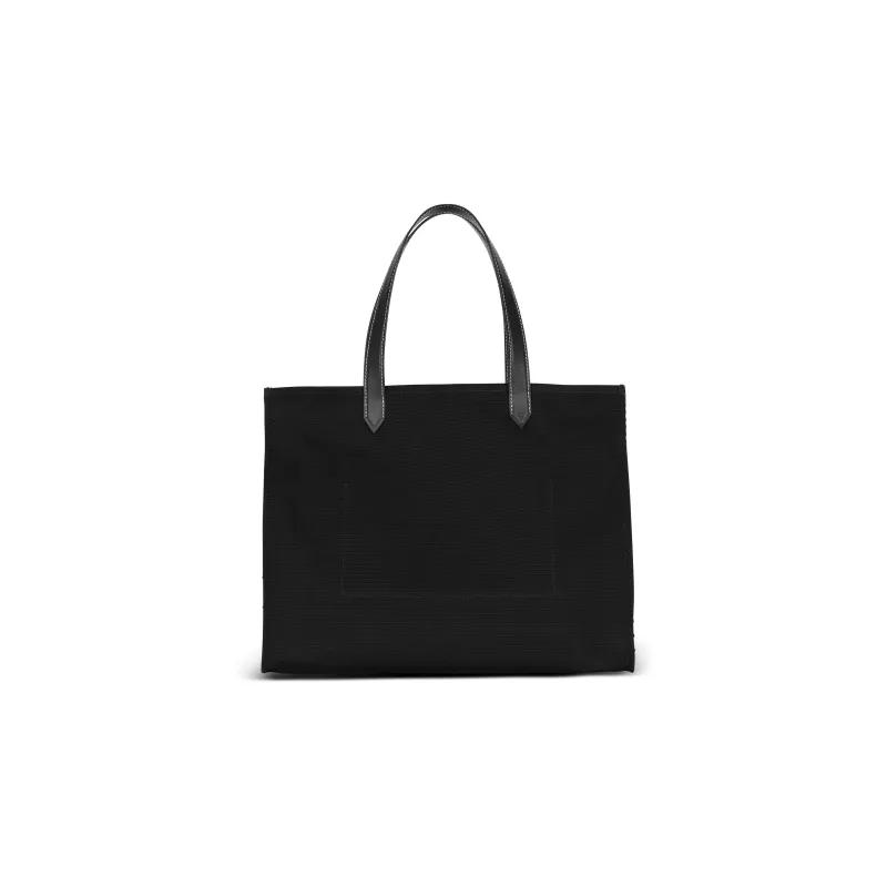 BALMAIN B ARMY Cotton With Calfskin Tote Bag, Shopping Bag, Handbag Women's Black-2