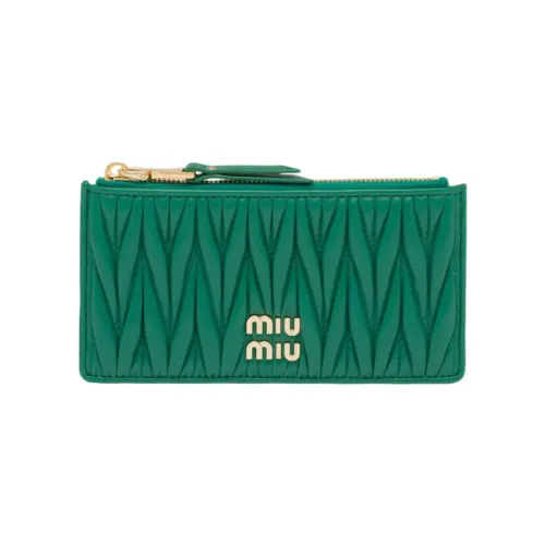 MIU MIU Matelassé Nappa Leather Wallet Regular Women's Green