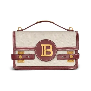 BALMAIN B BUZZ Canvas Leather Canvas Bag, Shoulder Bag, Crossbody Bag, Handbag Women's Beige