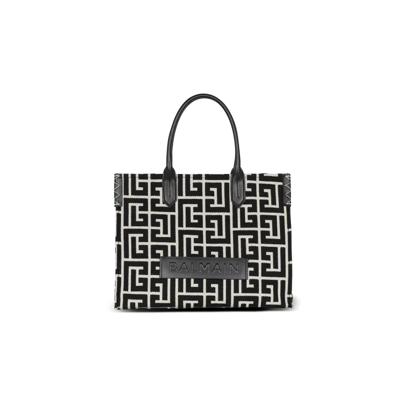 BALMAIN B Army 42 Monogrammed Jacquard Tote Bag-0