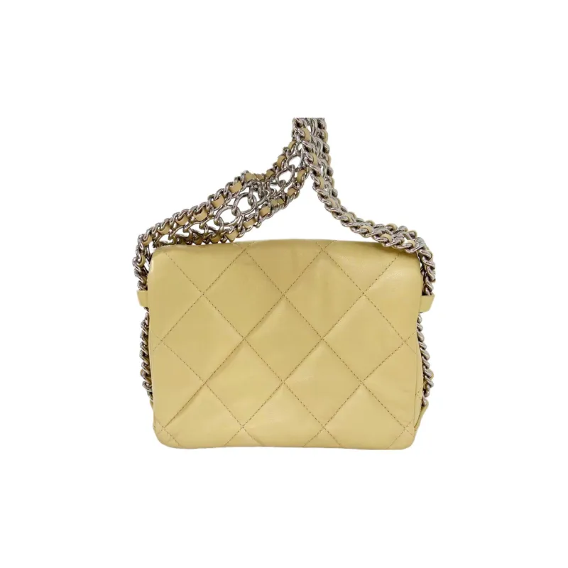 CHANEL 22P Lambskin Flap Bag, Shoulder Bag, Crossbody Bag Mini Women's Yellow-2