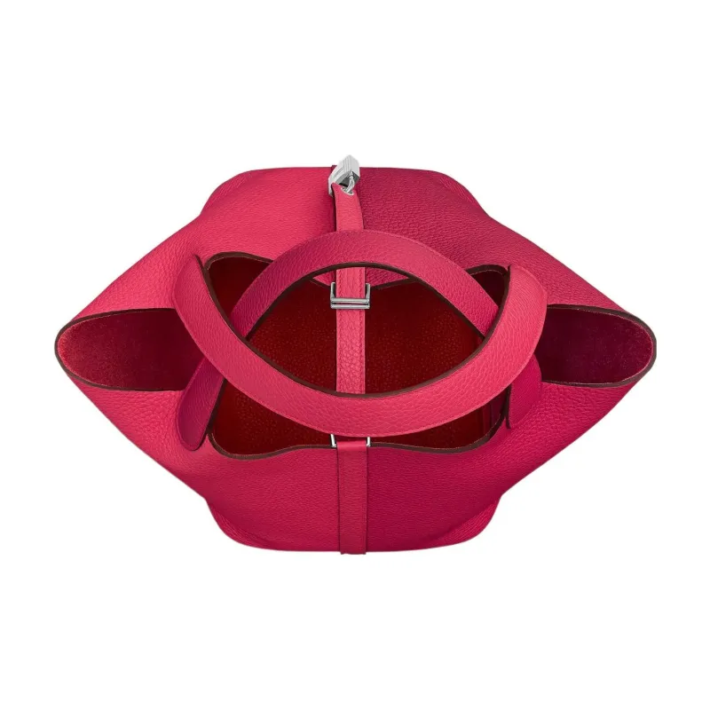 HERMES Picotin Lock Maurice Calfskin Basket Bag Handbag Bucket Bag 22 Women's Extreme Pink/Mexican Pink/Heart Red-3