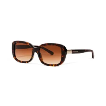 COACH Plate And Metal Rectangular Sunglasses Women's Tortoiseshell
