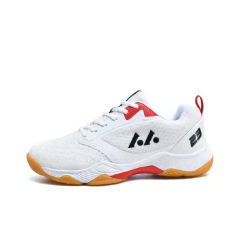 LEFUS Cushioning Anti Slip And Wear Resistant Coverage Low Top Badminton Shoes Unisex White Red