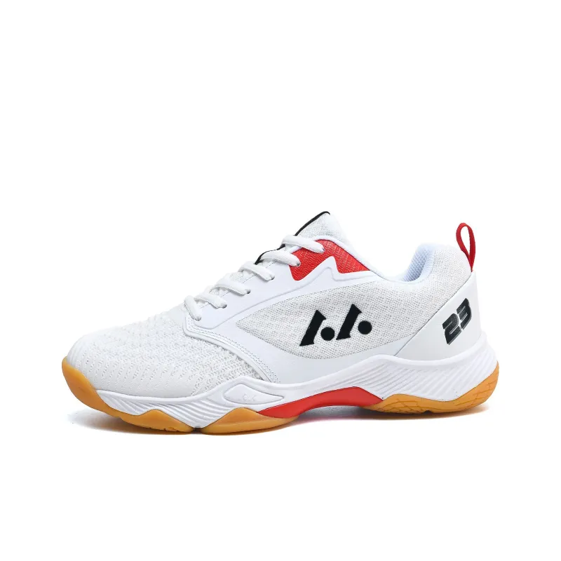 LEFUS Cushioning Anti Slip And Wear Resistant Coverage Low Top Badminton Shoes Unisex White Red-0