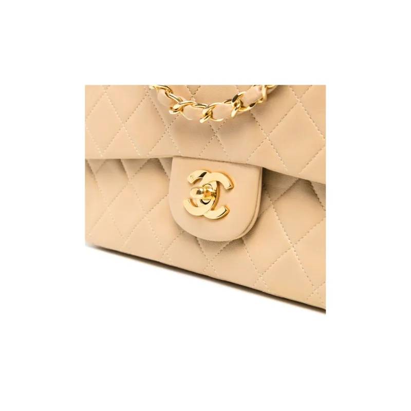 CHANEL Classic Flap CF Grain Calfskin Crossbody Bag, Shoulder Bag Trumpets Women's Beige-3