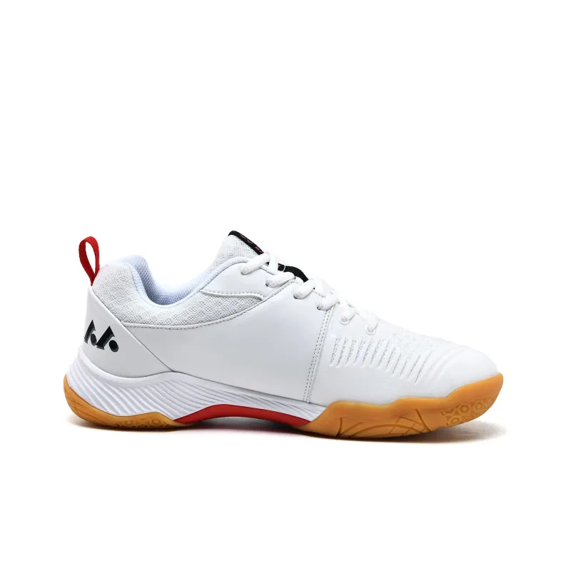 LEFUS Cushioning Anti Slip And Wear Resistant Coverage Low Top Badminton Shoes Unisex White Red-1