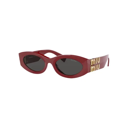 MIU MIU Plate Frame Irregular Shape Sunglasses Women's Red