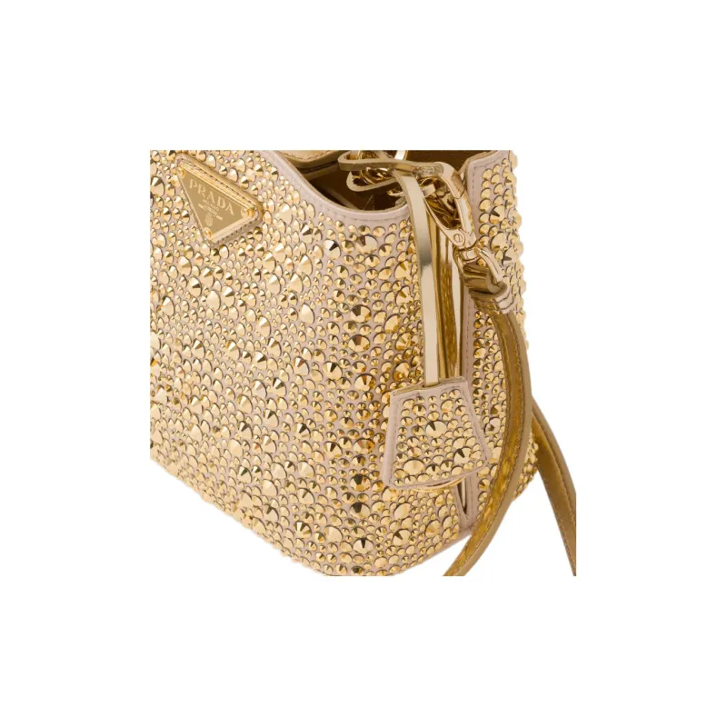 PRADA Panier Fabric Bucket Bag Tote Bag Shopping Bag Shoulder Bag Crossbody Bag Handbag Women's Gold-6