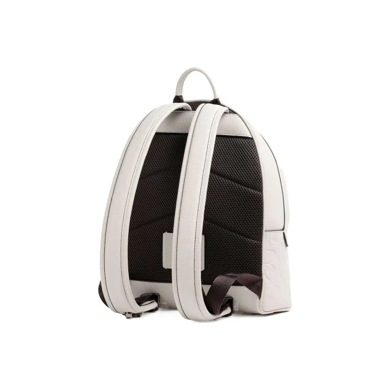 COACH Pebbled Leather Backpack Medium Size Women's White-1