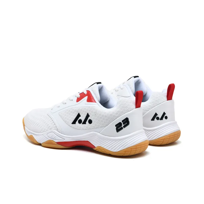 LEFUS Cushioning Anti Slip And Wear Resistant Coverage Low Top Badminton Shoes Unisex White Red-3