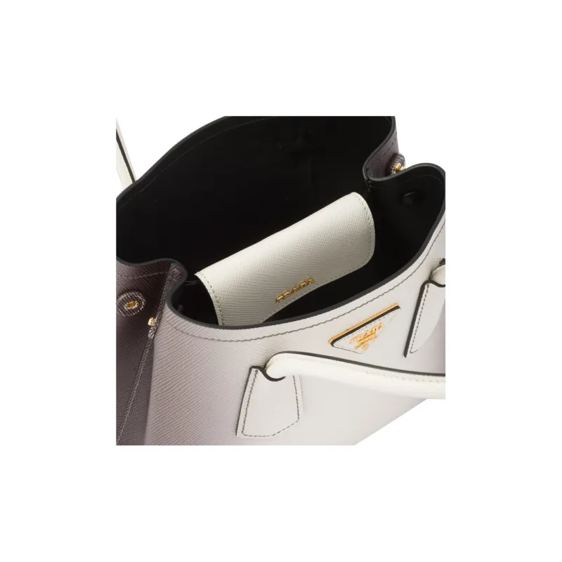 PRADA Leather Tote Bag Shopping Bag Shoulder Bag Crossbody Bag Handbag Mini Women's Gradient White-5