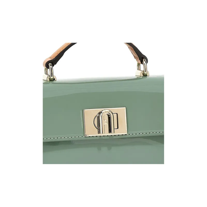 Furla 1927 Collection Patent Leather Shoulder Bag Crossbody Bag Handbag Mini Women's Green-5