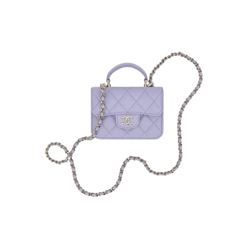 CHANEL Seamless Sheep Leather Handbag, Shoulder Bag, Crossbody Bag Regular Women's Light Purple-4