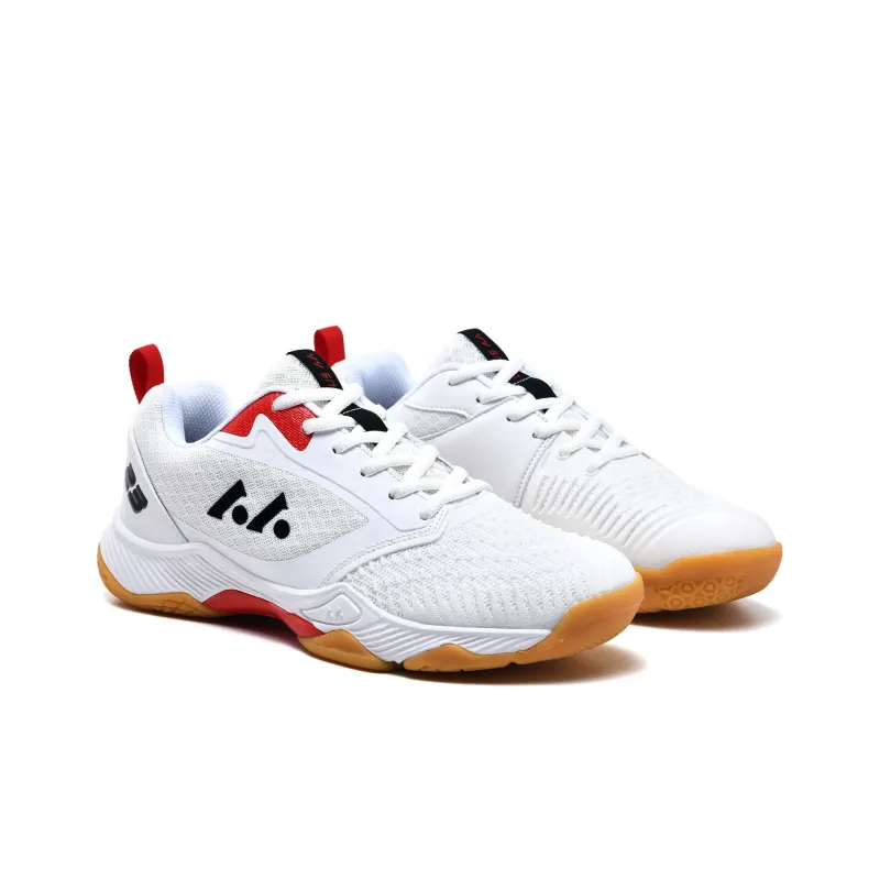 LEFUS Cushioning Anti Slip And Wear Resistant Coverage Low Top Badminton Shoes Unisex White Red-2