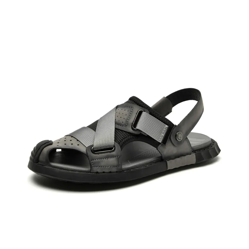HLA Beach Sandals Men Gray/Brown-1