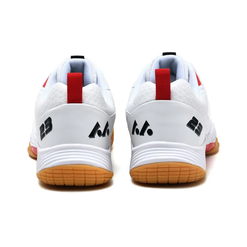 LEFUS Cushioning Anti Slip And Wear Resistant Coverage Low Top Badminton Shoes Unisex White Red-4