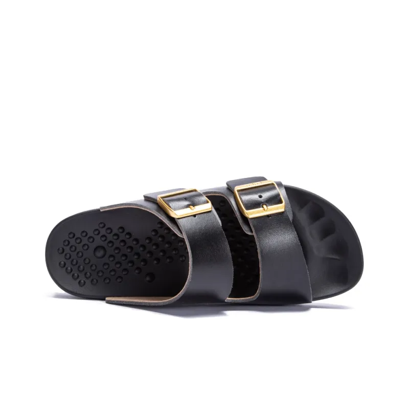 CHCH Acupressure Massage Footrest Stylish Sandals Men's Black-2