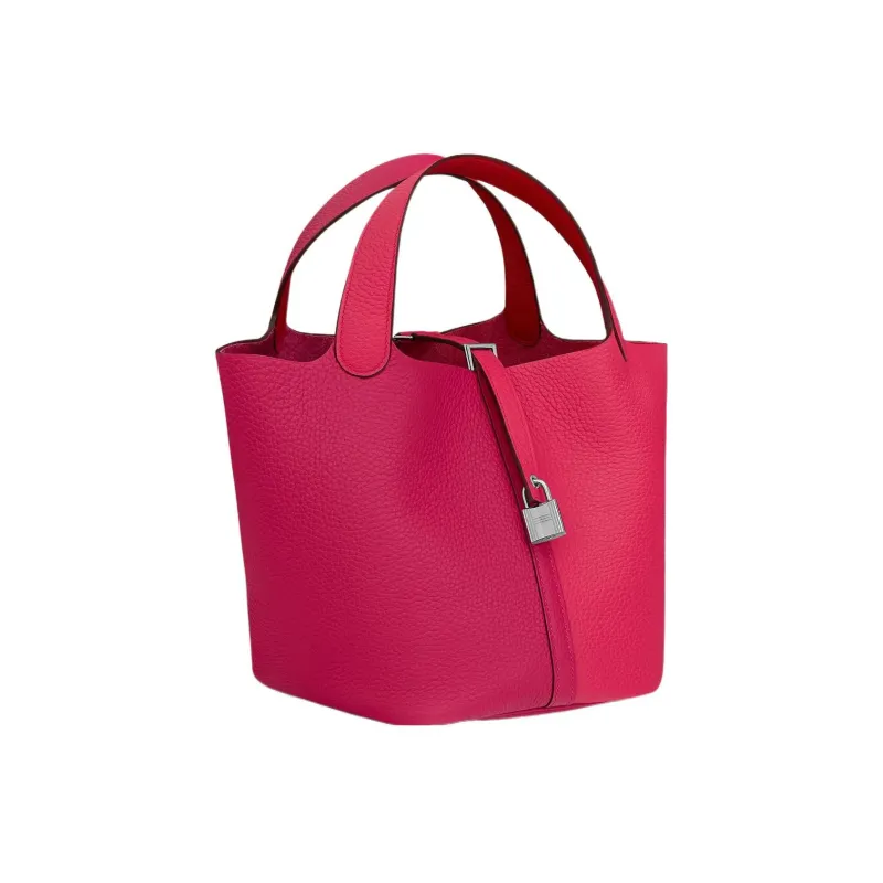 HERMES Picotin Lock Maurice Calfskin Basket Bag Handbag Bucket Bag 22 Women's Extreme Pink/Mexican Pink/Heart Red-1