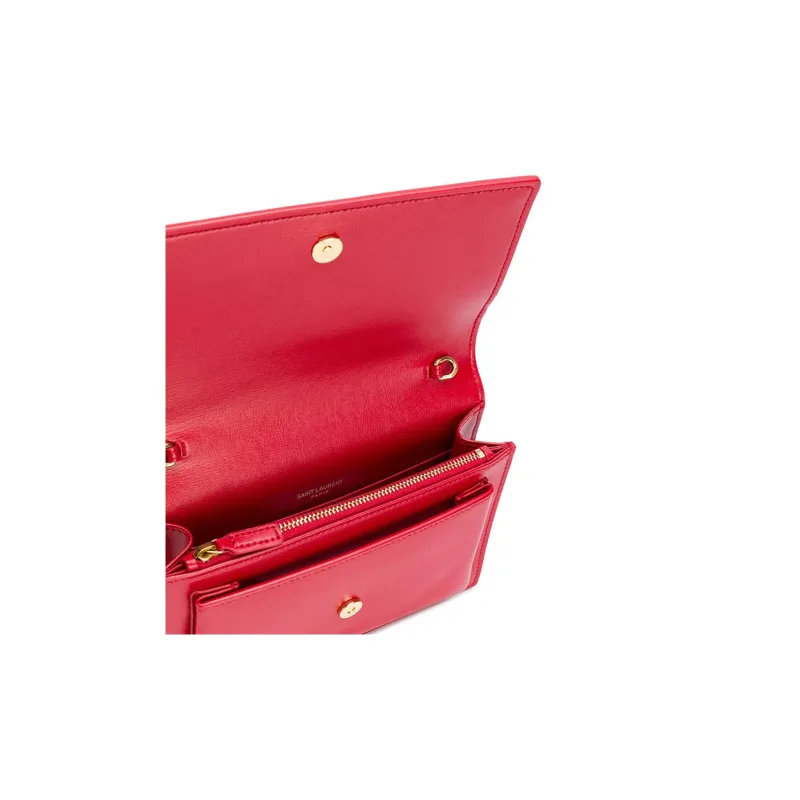 SAINT LAURENT SUNSET Smooth Cow Leather Sunset Bag One Shoulder Handbag Crossbody Bag Regular Women's Red-5
