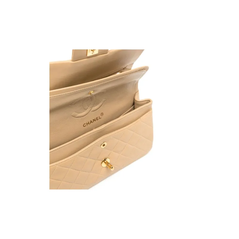 CHANEL Classic Flap CF Grain Calfskin Crossbody Bag, Shoulder Bag Trumpets Women's Beige-4