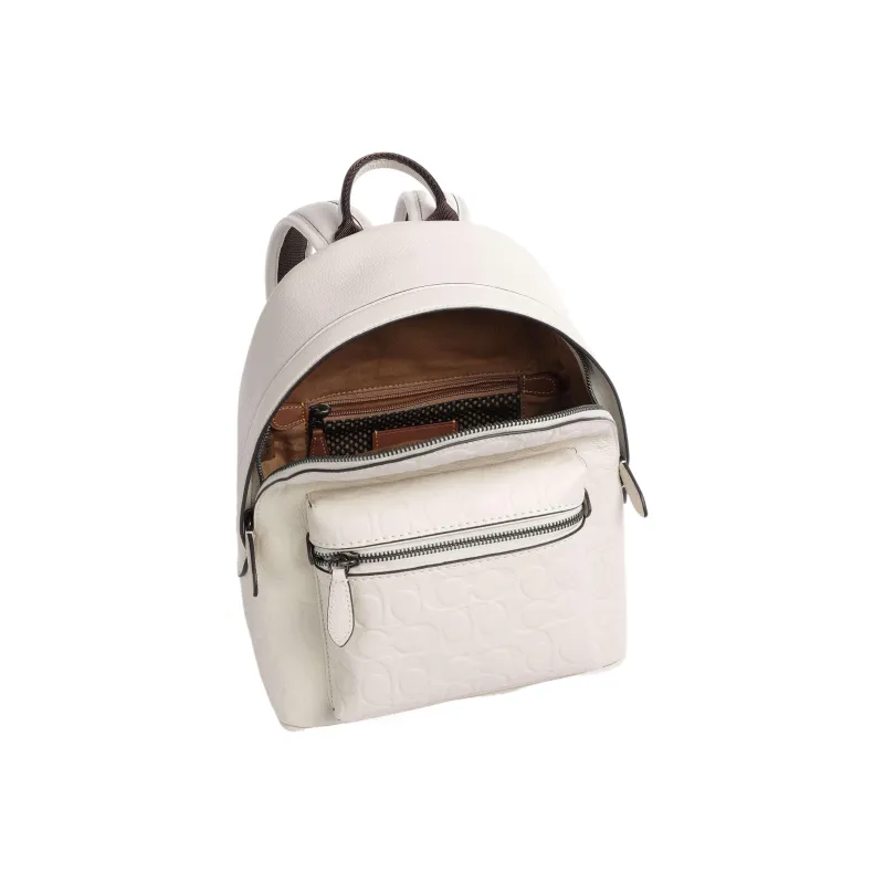 COACH Pebbled Leather Backpack Medium Size Women's White-2