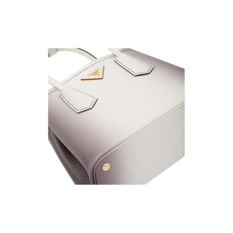 PRADA Leather Tote Bag Shopping Bag Shoulder Bag Crossbody Bag Handbag Mini Women's Gradient White-4