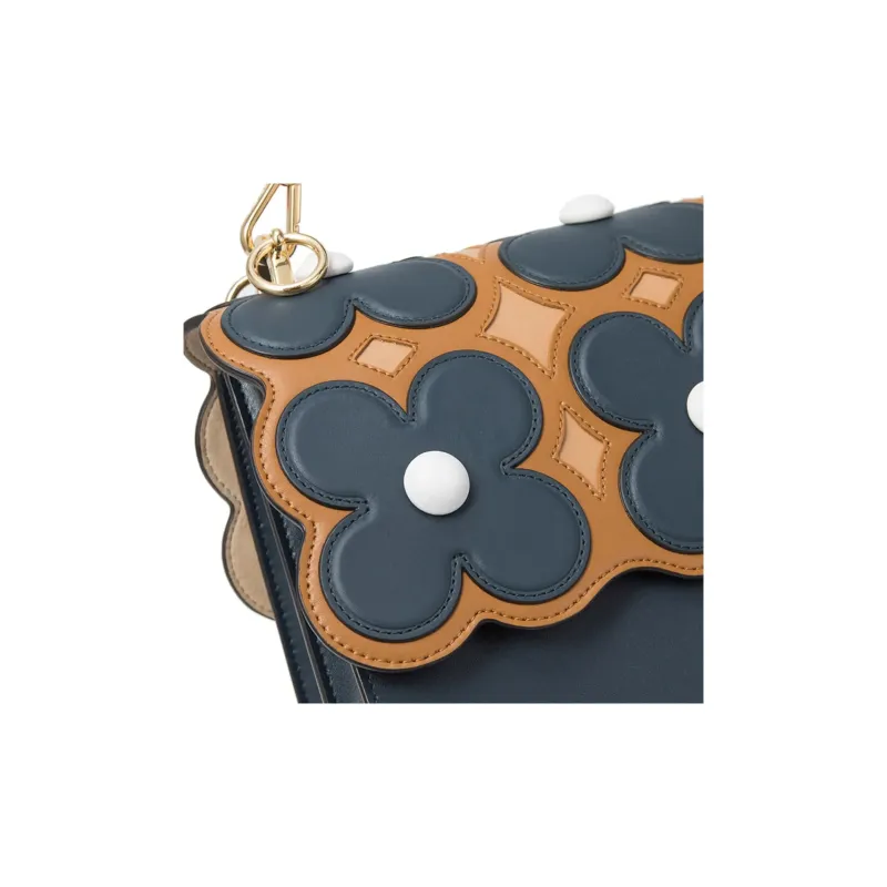 FENDI Kan I Cow Leather Handbag Shoulder Bag Crossbody Bag Women's Blue-3