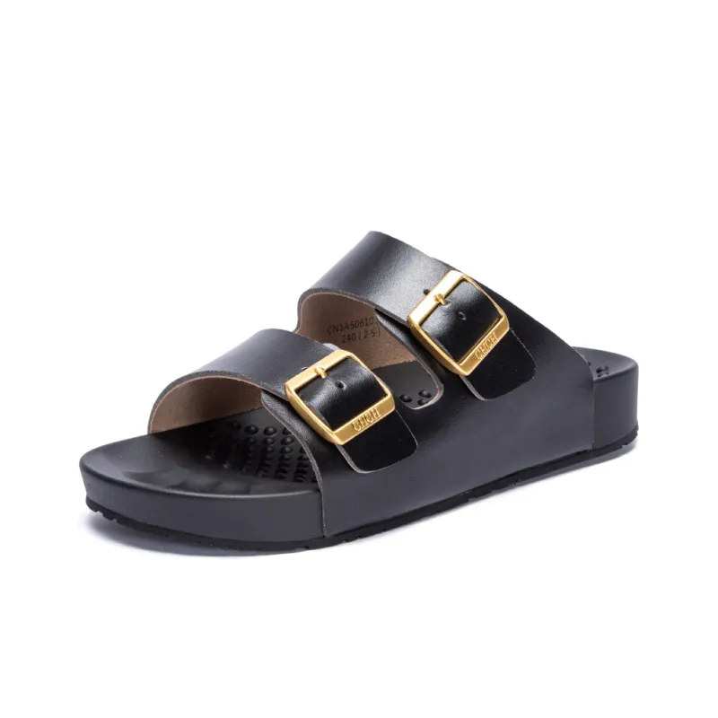 CHCH Acupressure Massage Footrest Stylish Sandals Men's Black-1