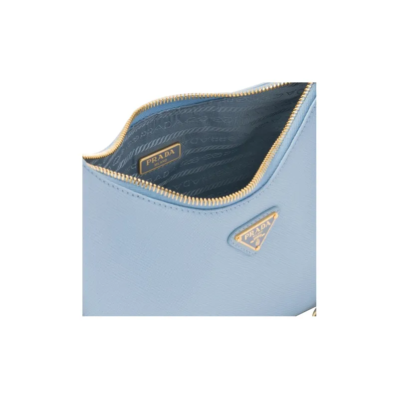 PRADA Re-Edition Saffiano Leather Nylon Crossbody Bag Shoulder Bag Women's Light Blue-6