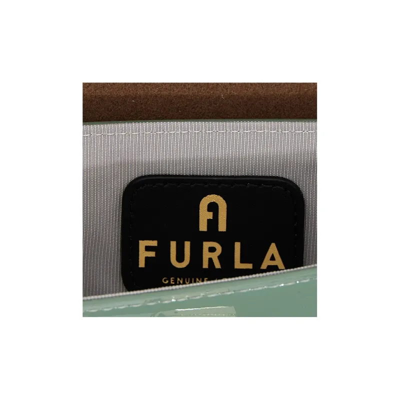 Furla 1927 Collection Patent Leather Shoulder Bag Crossbody Bag Handbag Mini Women's Green-4