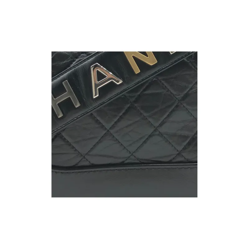 CHANEL Gabrielle Calfskin Shoulder Bag, Crossbody Bag Trumpets Women's Black-4