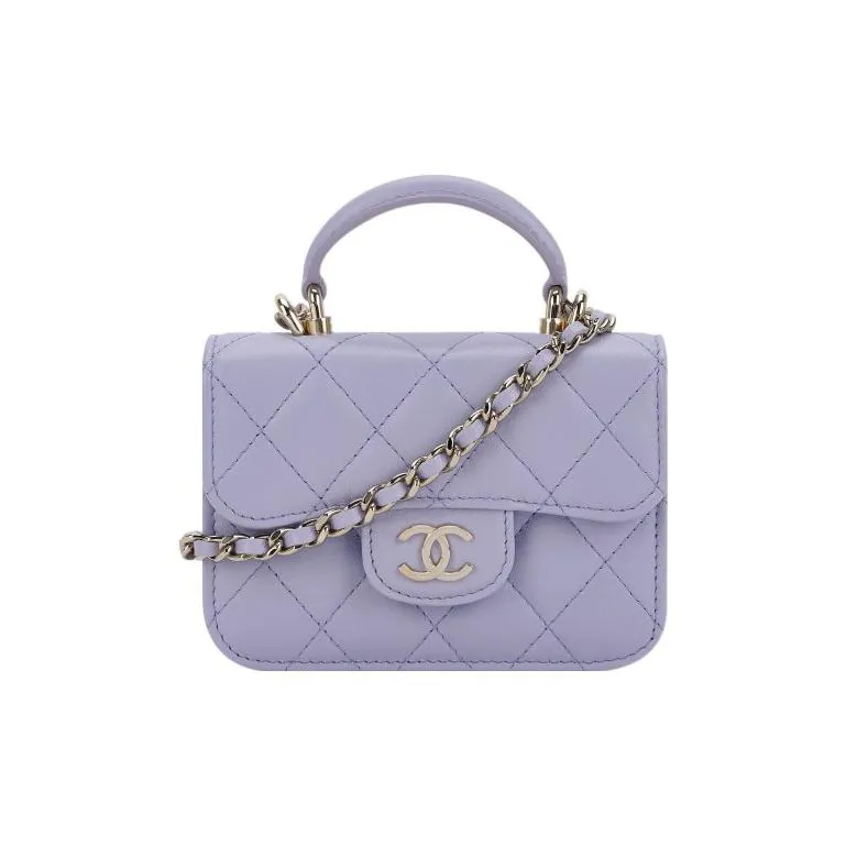 CHANEL Seamless Sheep Leather Handbag, Shoulder Bag, Crossbody Bag Regular Women's Light Purple-2