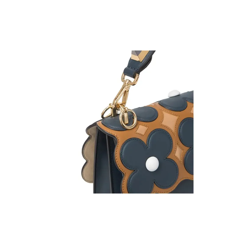 FENDI Kan I Cow Leather Handbag Shoulder Bag Crossbody Bag Women's Blue-4