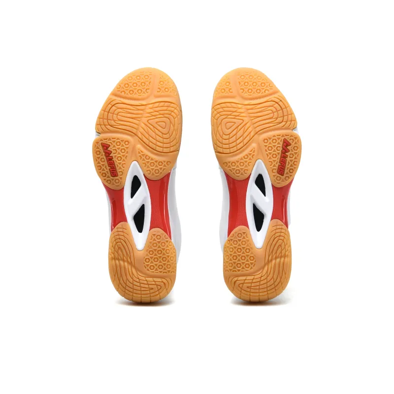 LEFUS Cushioning Anti Slip And Wear Resistant Coverage Low Top Badminton Shoes Unisex White Red-5