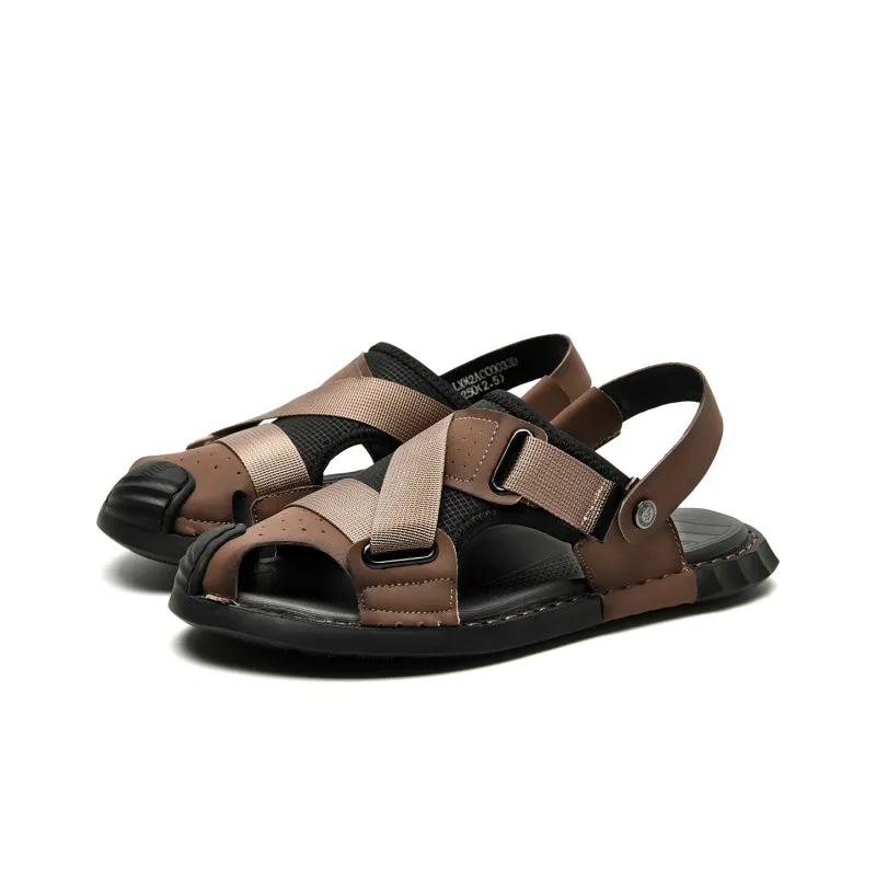 HLA Beach Sandals Men Gray/Brown-5