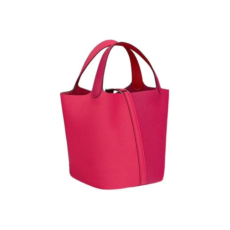 HERMES Picotin Lock Maurice Calfskin Basket Bag Handbag Bucket Bag 22 Women's Extreme Pink/Mexican Pink/Heart Red-2