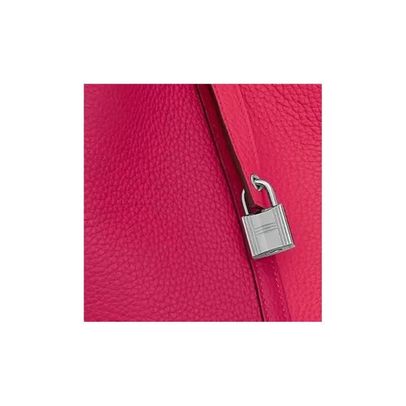 HERMES Picotin Lock Maurice Calfskin Basket Bag Handbag Bucket Bag 22 Women's Extreme Pink/Mexican Pink/Heart Red-4