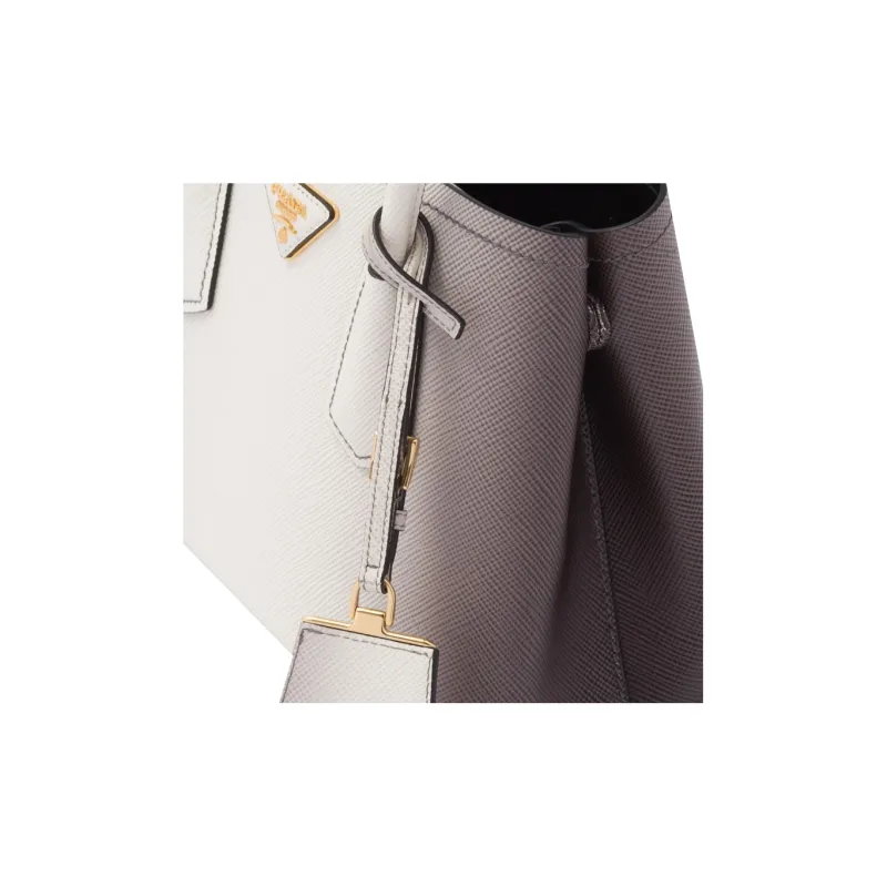 PRADA Leather Tote Bag Shopping Bag Shoulder Bag Crossbody Bag Handbag Mini Women's Gradient White-3