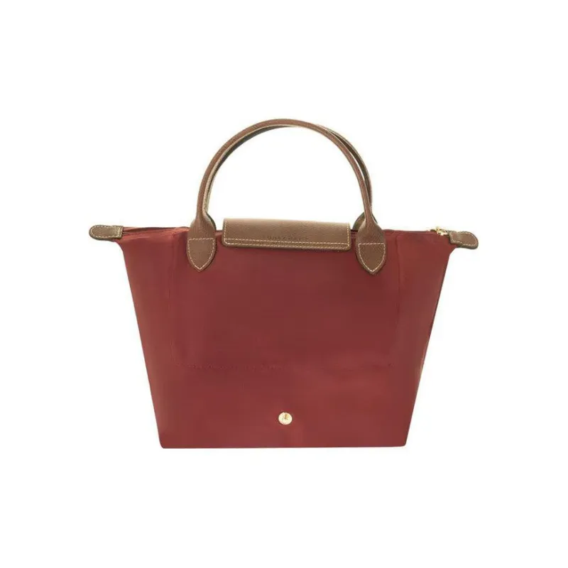 LONGCHAMP Le Pliage Canvas With Leather Handbag Small Size Women's Red-3